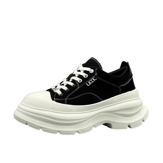 BLOCK TOE CANVAS / BLACK / 7CM LIFT
